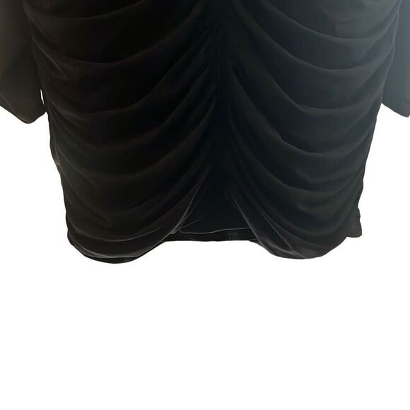 A.L.C. Black Ruched Bodycon Mini Dress Long Sleeve Halter Neck Medium $495 NWT - Picture 10 of 16